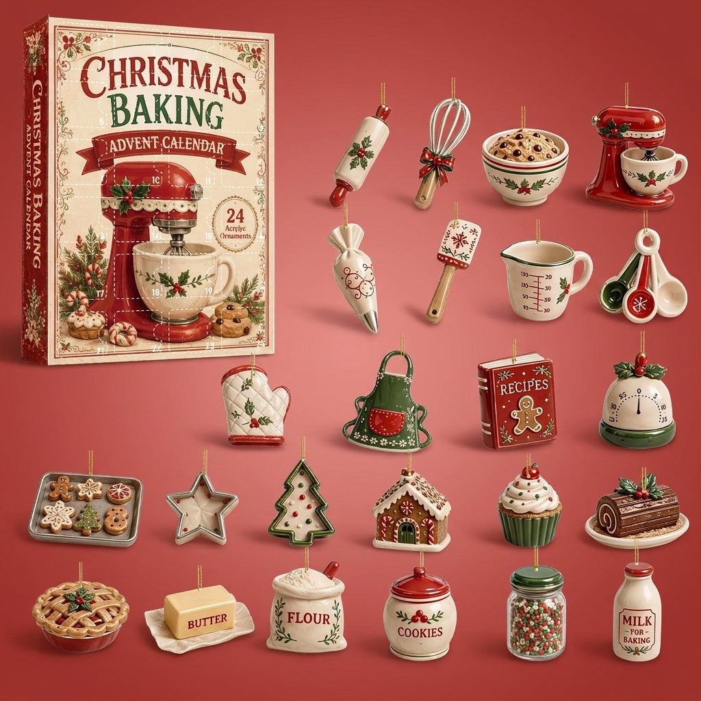 Christmas Advent Calendar with 24 Acrylic Ornaments